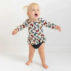 Posh Peanut 3/4 Sleeve Flutter Dress Bummie Set Outlet