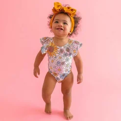 Posh Peanut Flutter Sleeve One Piece Swimsuit Discount