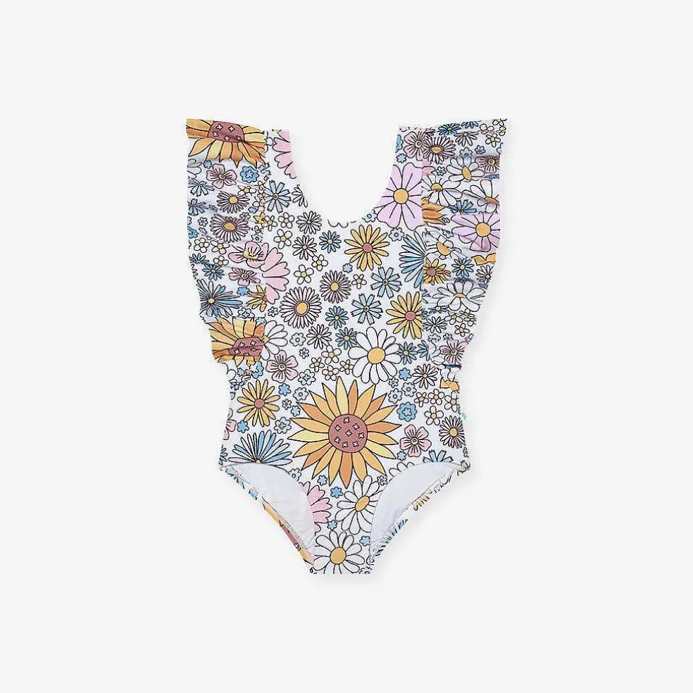 Posh Peanut Flutter Sleeve One Piece Swimsuit Discount