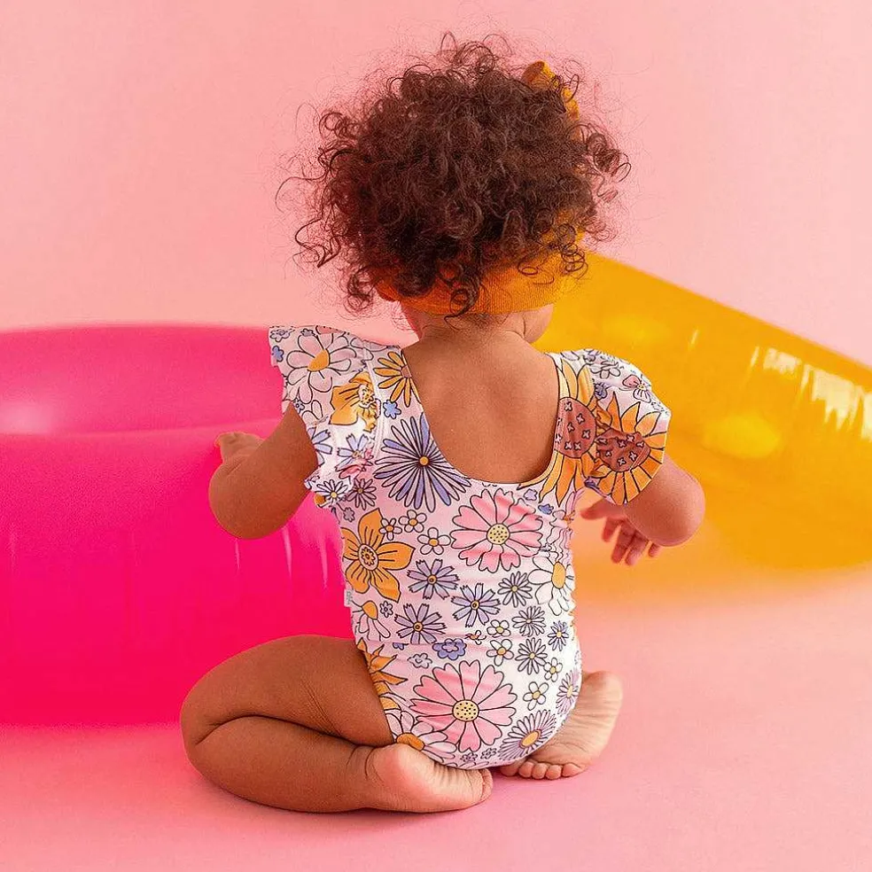 Posh Peanut Flutter Sleeve One Piece Swimsuit Discount