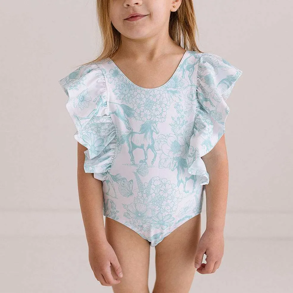 Posh Peanut Flutter Sleeve One Piece Swimsuit Clearance