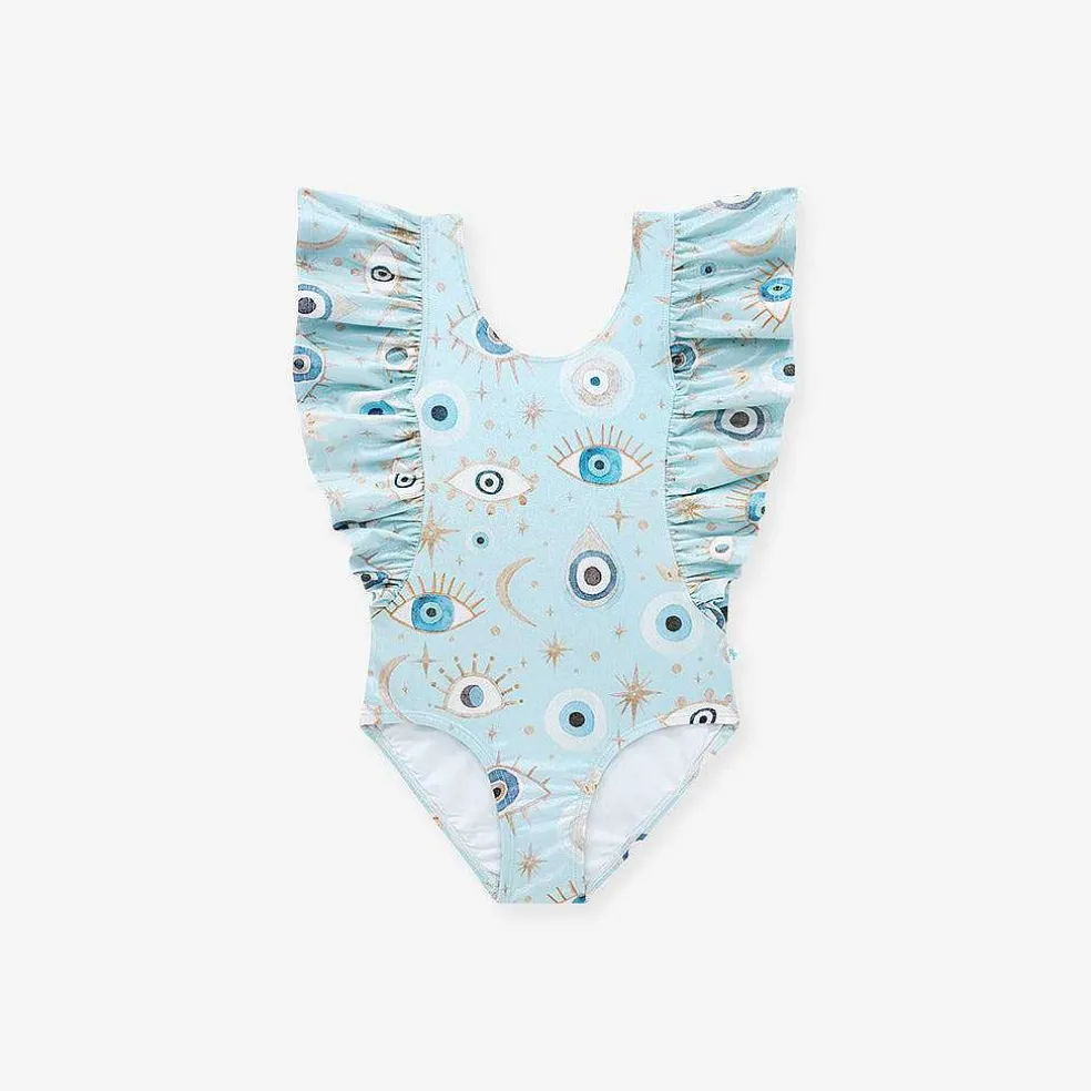 Posh Peanut Flutter Sleeve One Piece Swimsuit Cheap