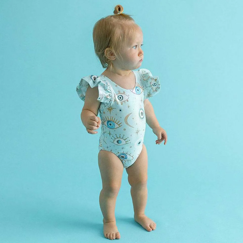 Posh Peanut Flutter Sleeve One Piece Swimsuit Cheap