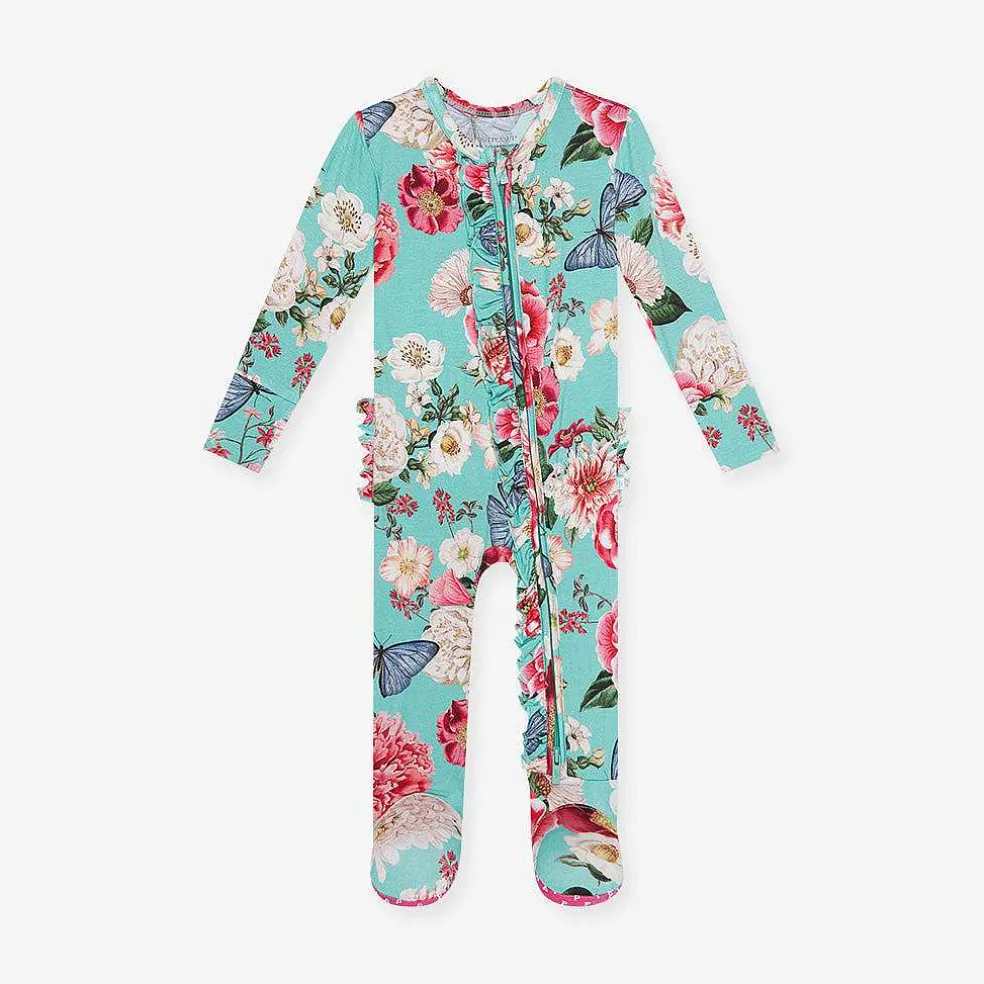 Posh Peanut Footie Ruffled Zippered One Piece Fashion
