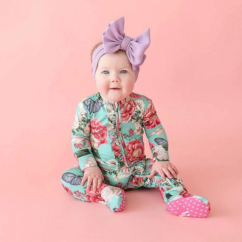 Posh Peanut Footie Ruffled Zippered One Piece Fashion