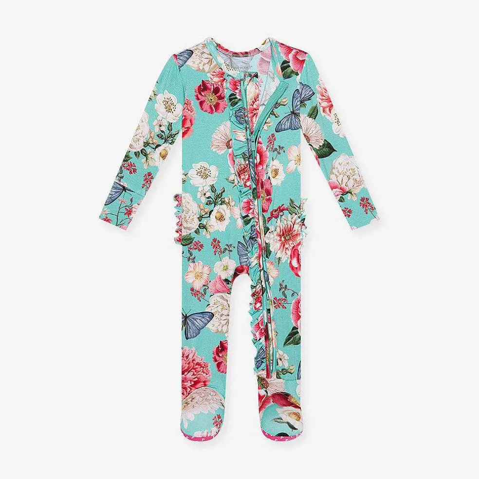 Posh Peanut Footie Ruffled Zippered One Piece Fashion