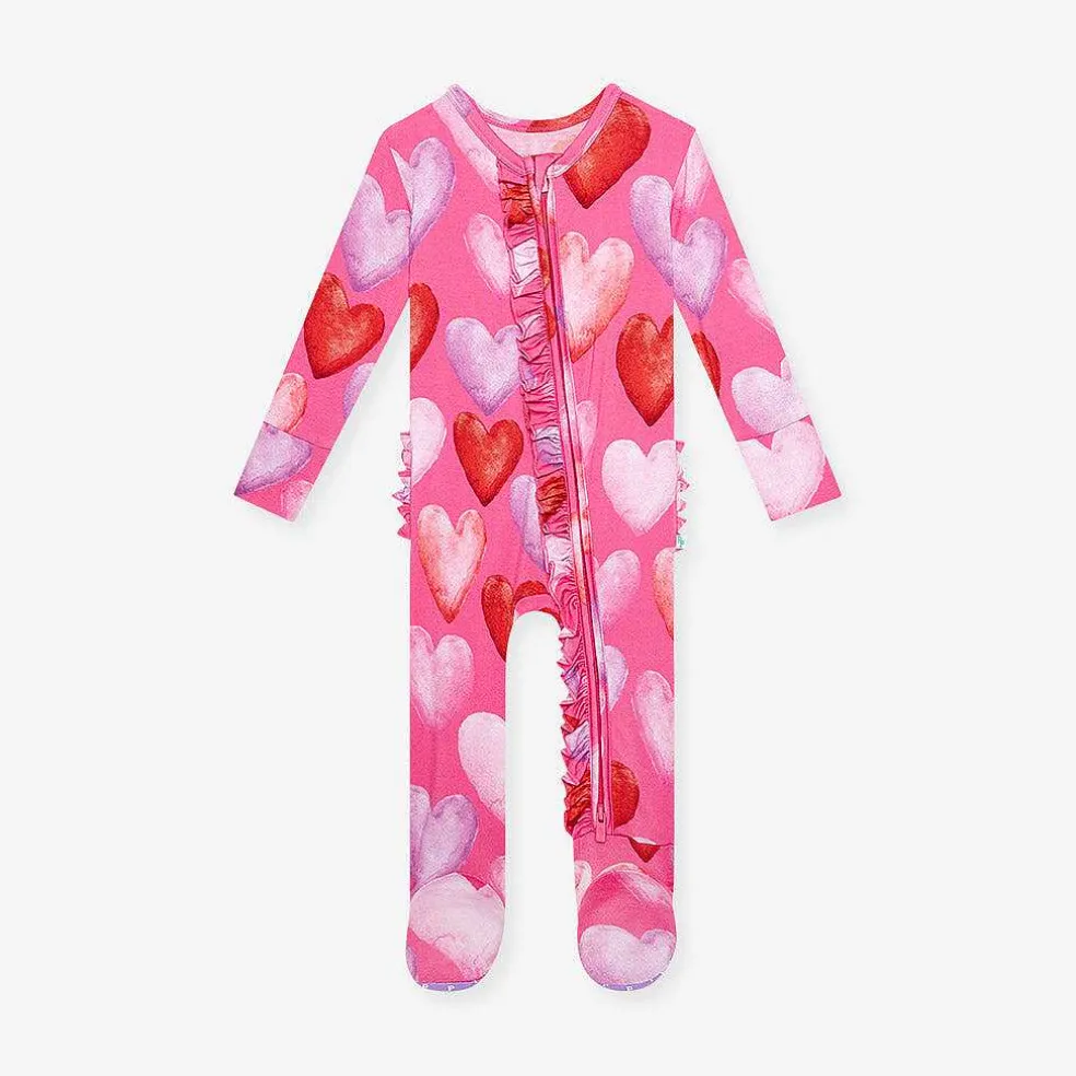 Posh Peanut Footie Ruffled Zippered One Piece New