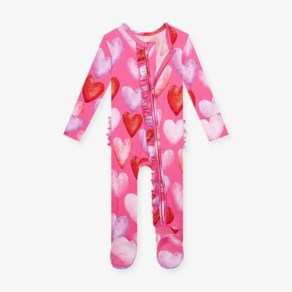 Posh Peanut Footie Ruffled Zippered One Piece New