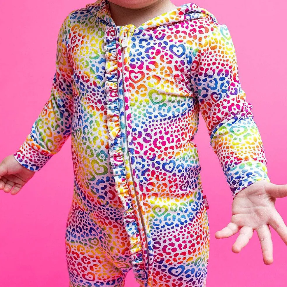 Posh Peanut French Terry Hooded Ruffle Romper Online