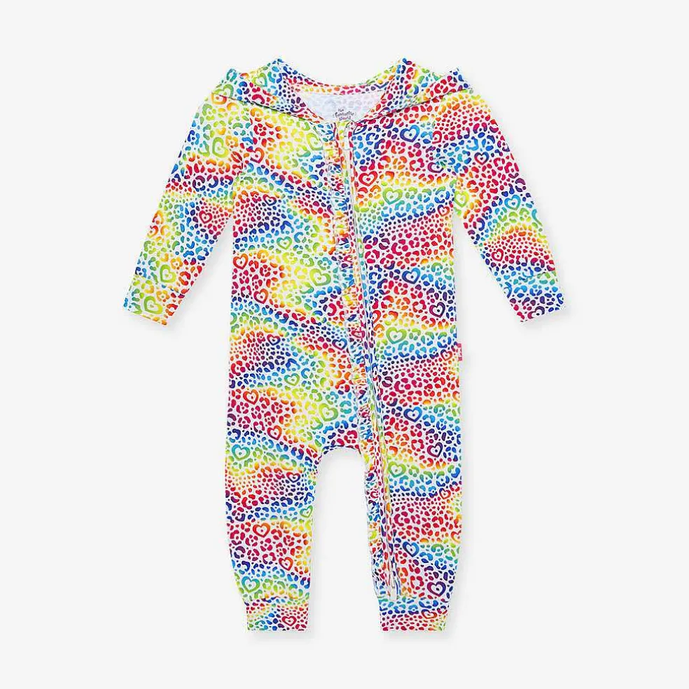 Posh Peanut French Terry Hooded Ruffle Romper Online
