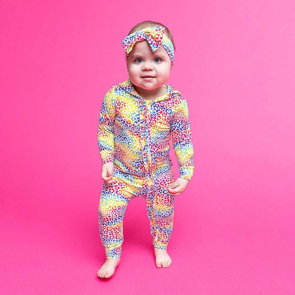 Posh Peanut French Terry Hooded Ruffle Romper Online