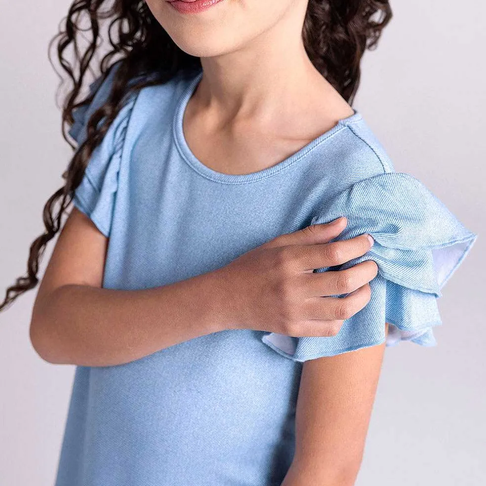 Posh Peanut French Terry Ruffled Dress Outlet