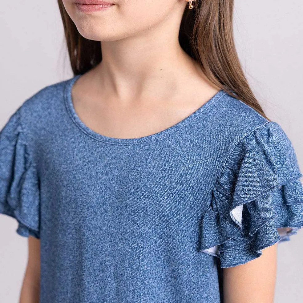 Posh Peanut French Terry Ruffled Dress Online
