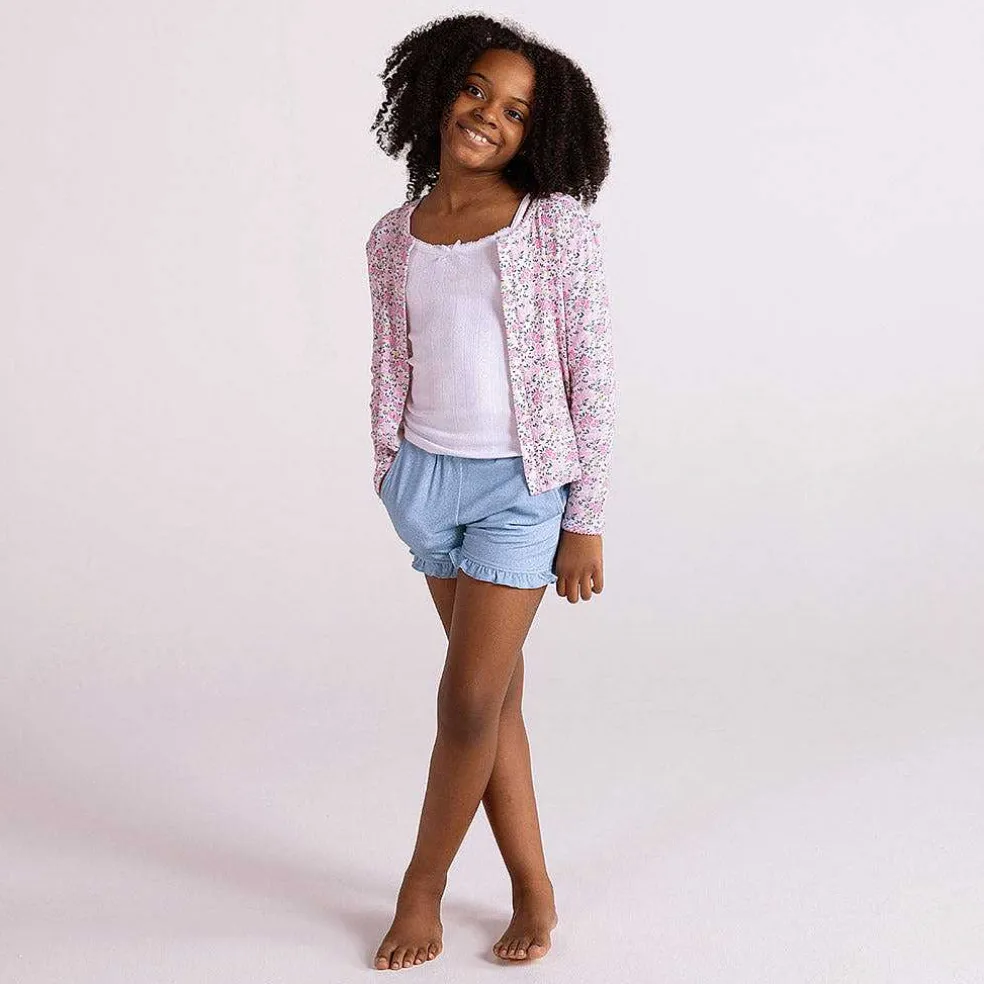 Posh Peanut French Terry Ruffled Shorts Clearance