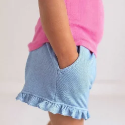 Posh Peanut French Terry Ruffled Shorts Clearance