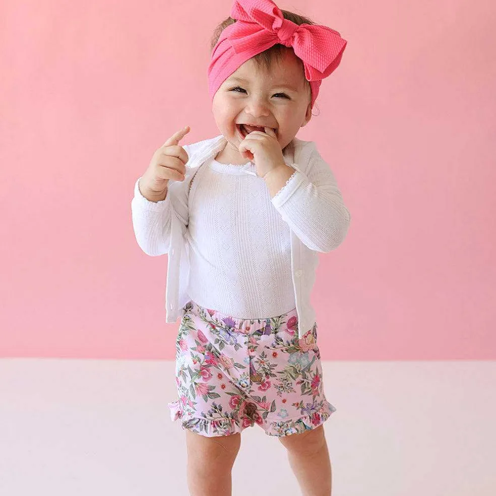 Posh Peanut French Terry Ruffled Shorts Outlet