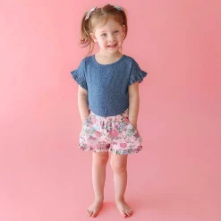 Posh Peanut French Terry Ruffled Shorts Outlet