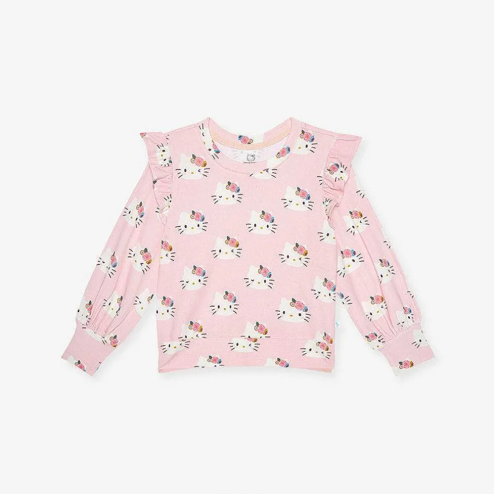 Posh Peanut French Terry Ruffled Sweatshirt Sale