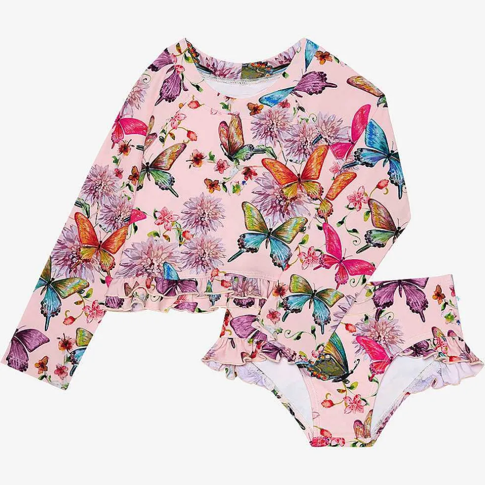 Posh Peanut Long Sleeve Rash Guard Ruffled Bummie Set Best
