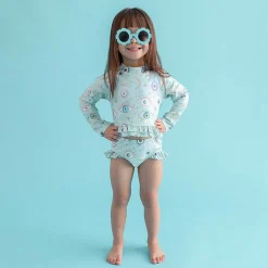Posh Peanut Long Sleeve Rash Guard Ruffled Bummie Set Sale