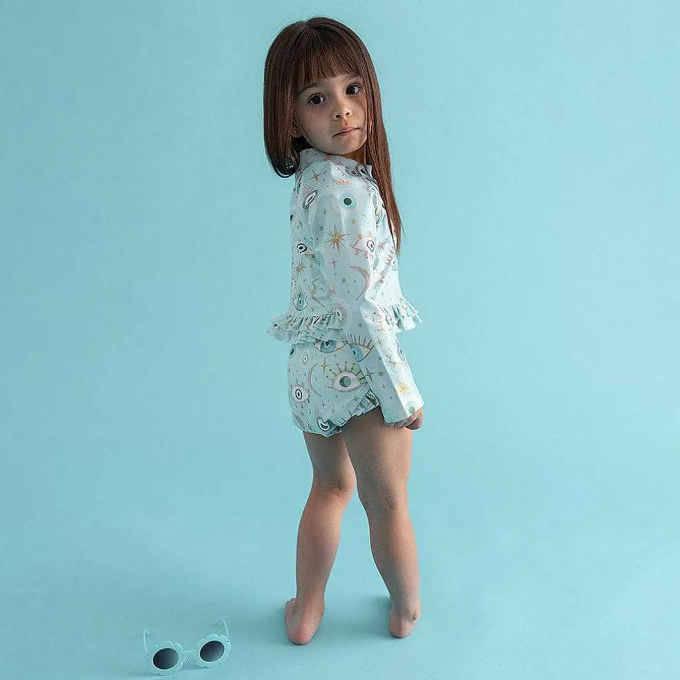 Posh Peanut Long Sleeve Rash Guard Ruffled Bummie Set Sale