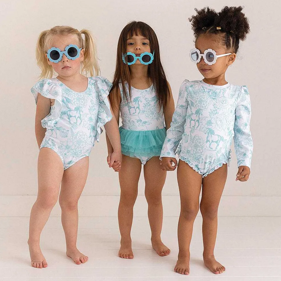 Posh Peanut Long Sleeve Ruffled Rash Guard Swimsuit Sale
