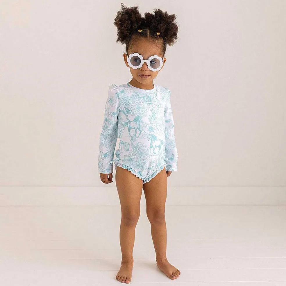 Posh Peanut Long Sleeve Ruffled Rash Guard Swimsuit Sale