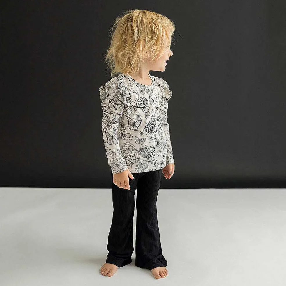 Posh Peanut Long Sleeve Ruffled Shoulder Top Best