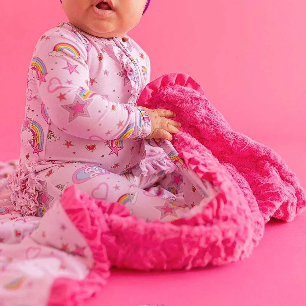 Posh Peanut Minky Ruffled Luxette Patoo® Blanket New