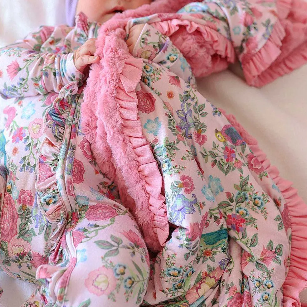 Posh Peanut Minky Ruffled Luxette Patoo® Blanket Clearance