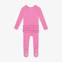 Posh Peanut Pointelle Footie Ruffled Zippered One Piece Outlet