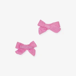 Posh Peanut Pointelle Mini Bow Hair Clips New