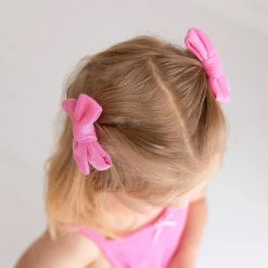 Posh Peanut Pointelle Mini Bow Hair Clips New