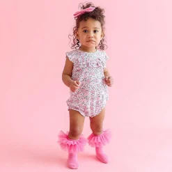 Posh Peanut Pointelle Ruffled Bubble Romper New
