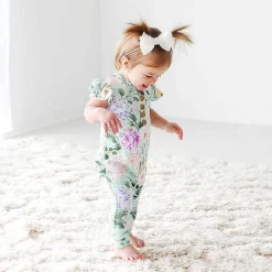 Posh Peanut Ruffled Cap Sleeve Henley Romper Outlet