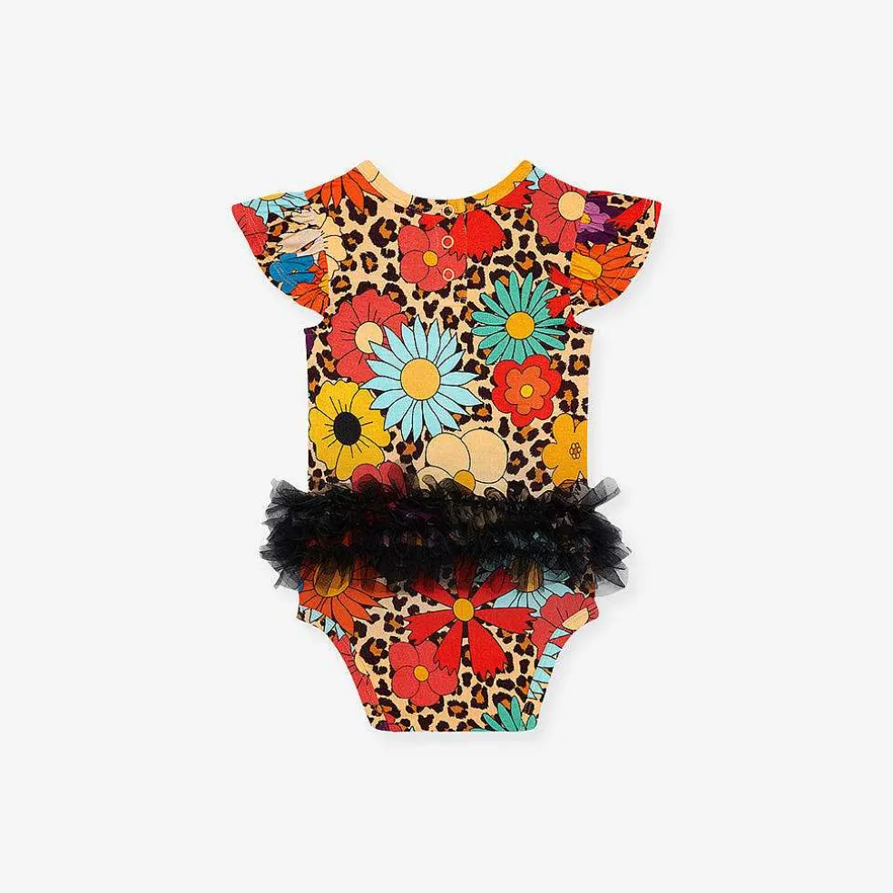 Posh Peanut Ruffled Cap Sleeve Tulle Bodysuit Store