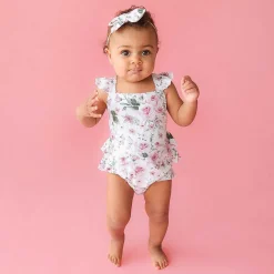 Posh Peanut Ruffled Strap Bubble Romper Hot