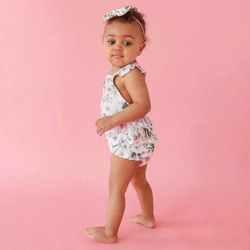 Posh Peanut Ruffled Strap Bubble Romper Hot