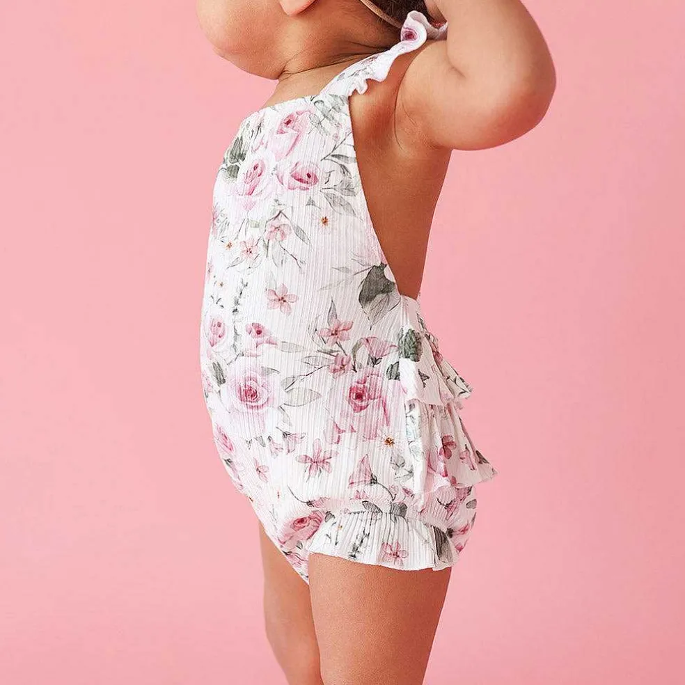Posh Peanut Ruffled Strap Bubble Romper Hot
