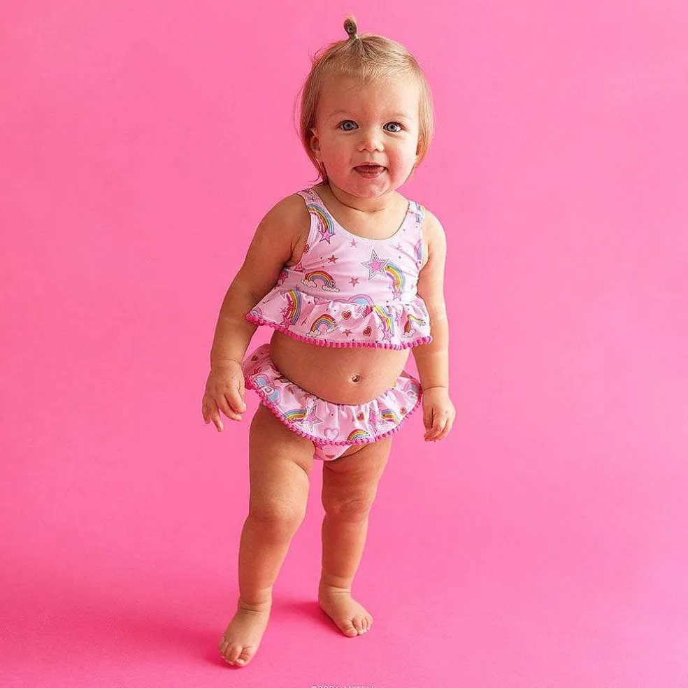 Posh Peanut Ruffled Tankini Two Piece Swimsuit Fashion