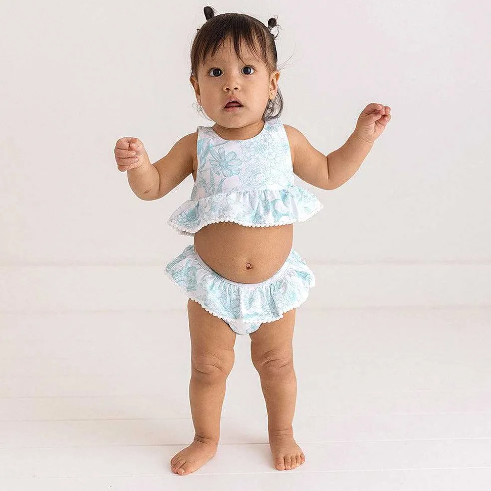Posh Peanut Ruffled Tankini Two Piece Swimsuit Cheap