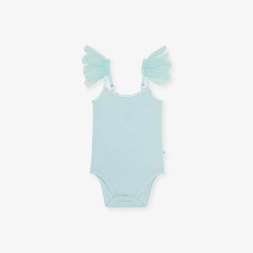 Posh Peanut Ruffled Tulle Sleeveless Bodysuit New