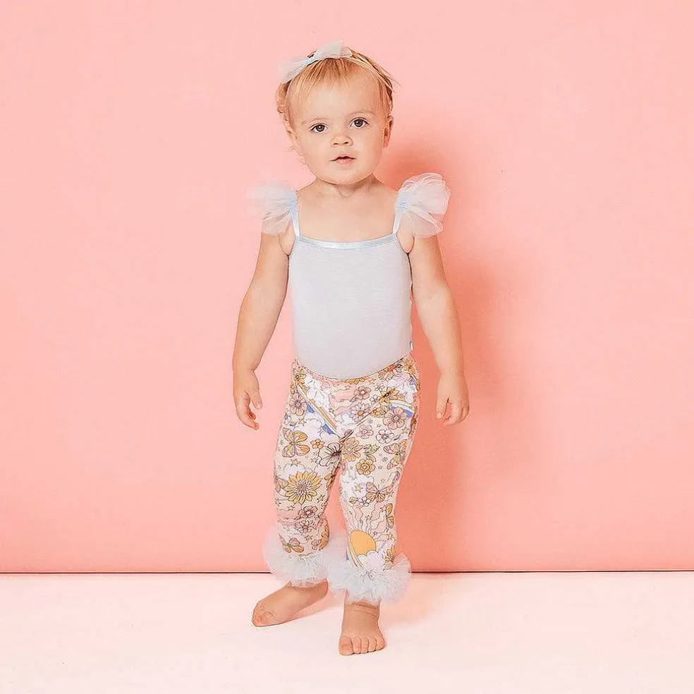 Posh Peanut Ruffled Tulle Sleeveless Bodysuit New