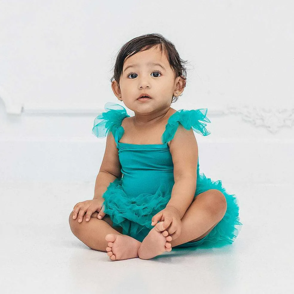 Posh Peanut Ruffled Tulle Sleeveless Bodysuit New