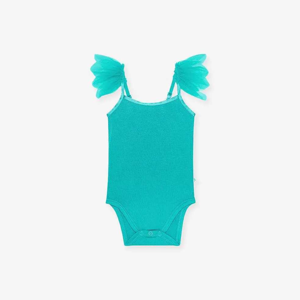Posh Peanut Ruffled Tulle Sleeveless Bodysuit New