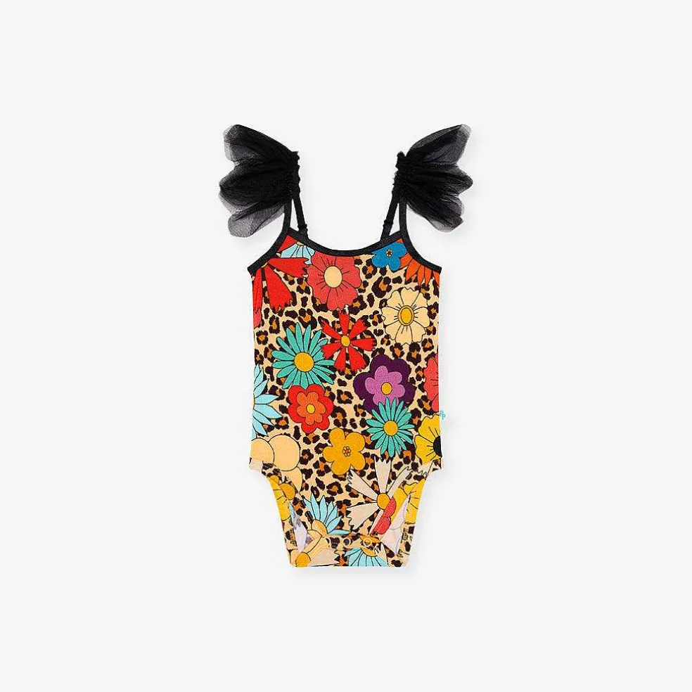 Posh Peanut Ruffled Tulle Sleeveless Bodysuit Online