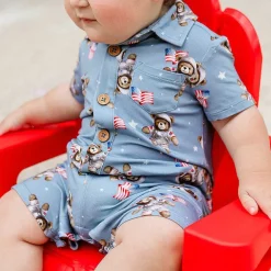 Posh Peanut Short Sleeve Collared Henley Shortall Flash Sale