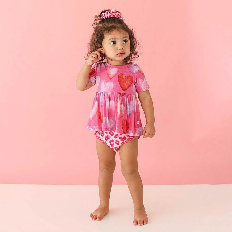 Posh Peanut Short Sleeve Peplum Ruffled Bummie Set Best