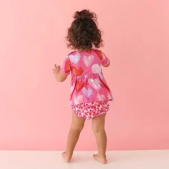 Posh Peanut Short Sleeve Peplum Ruffled Bummie Set Best