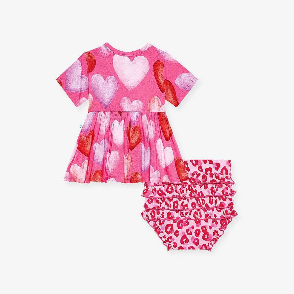 Posh Peanut Short Sleeve Peplum Ruffled Bummie Set Best